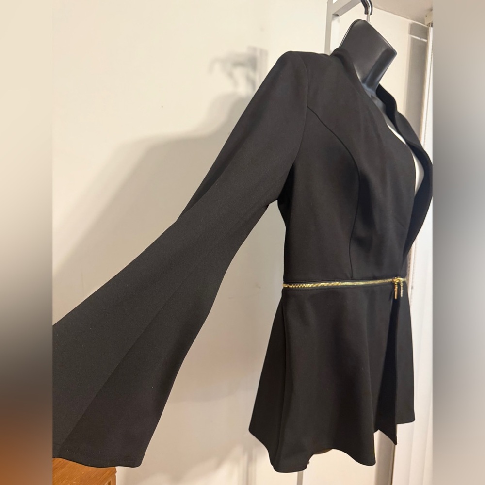 IMAN Black Blazer with Gold Zipper Detail - Picture 3 of 6